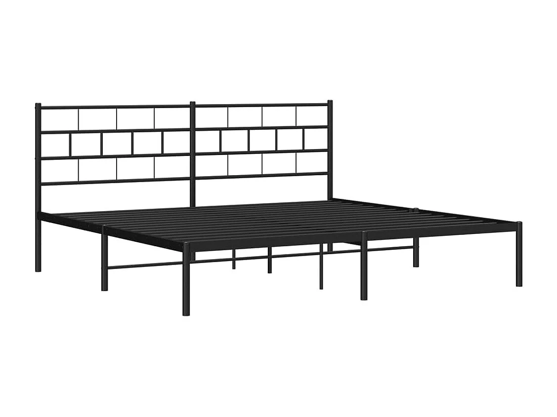 Cadre de lit métal avec tête de lit noir 183x213
