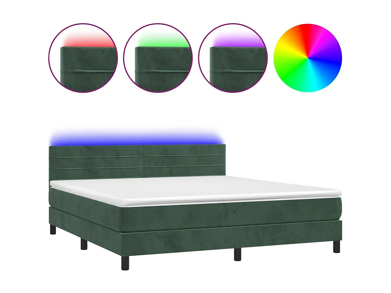 Sommier à lattes de lit avec matelas LED Vert foncé 160x200