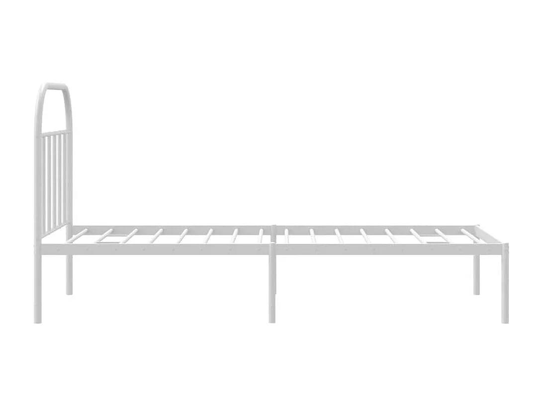 Cadre de lit métal avec tête de lit blanc 90x190