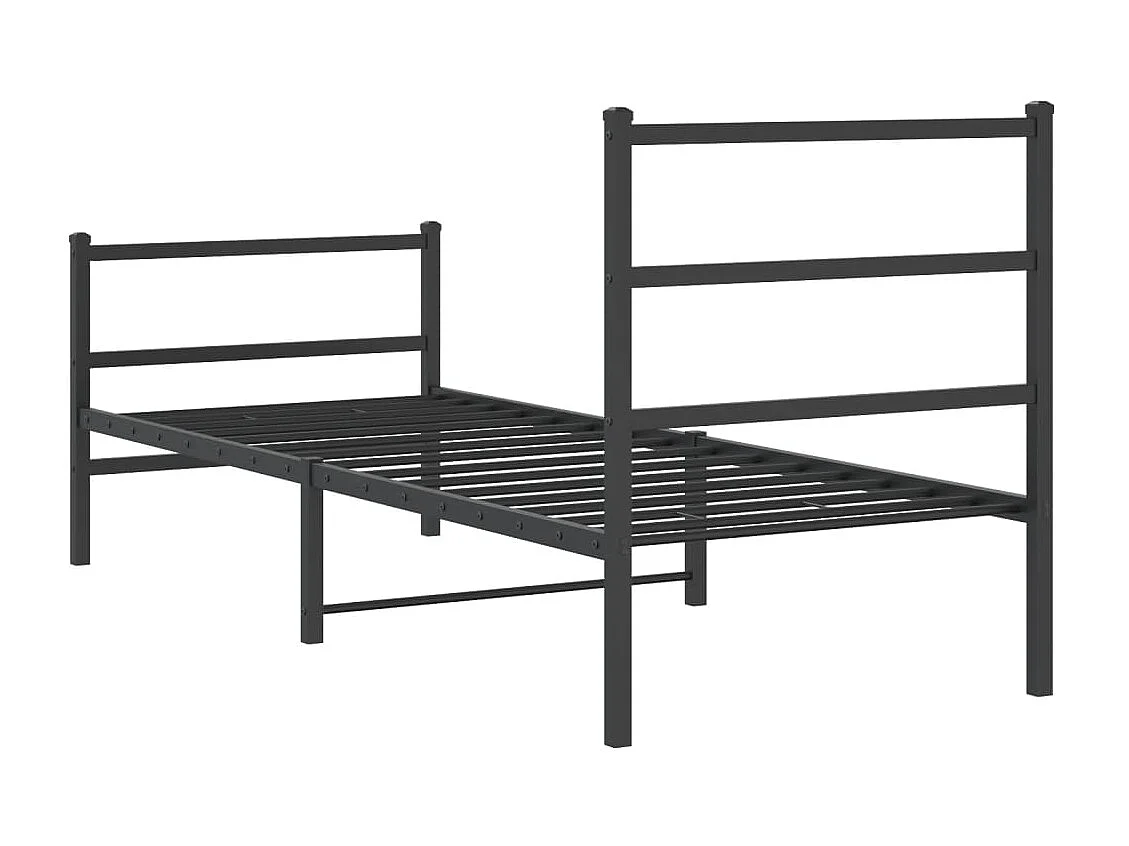 Cadre de lit métal avec tête de lit-pied de lit noir 75x190