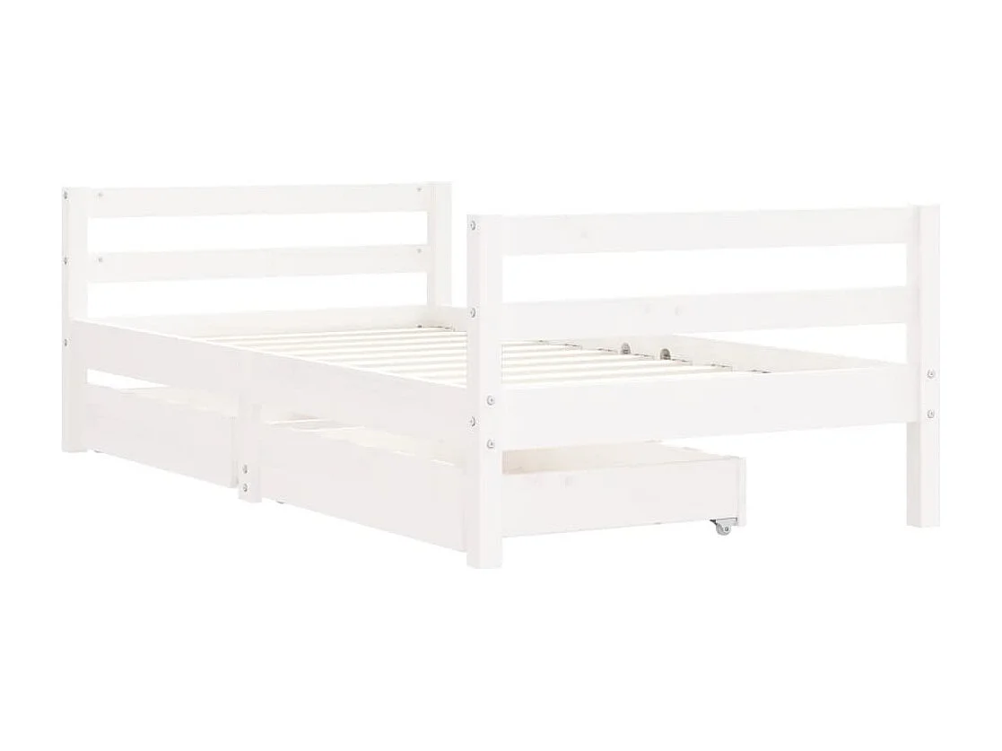 Cadre de lit pour enfant tiroirs blanc 80x160 bois pin massif