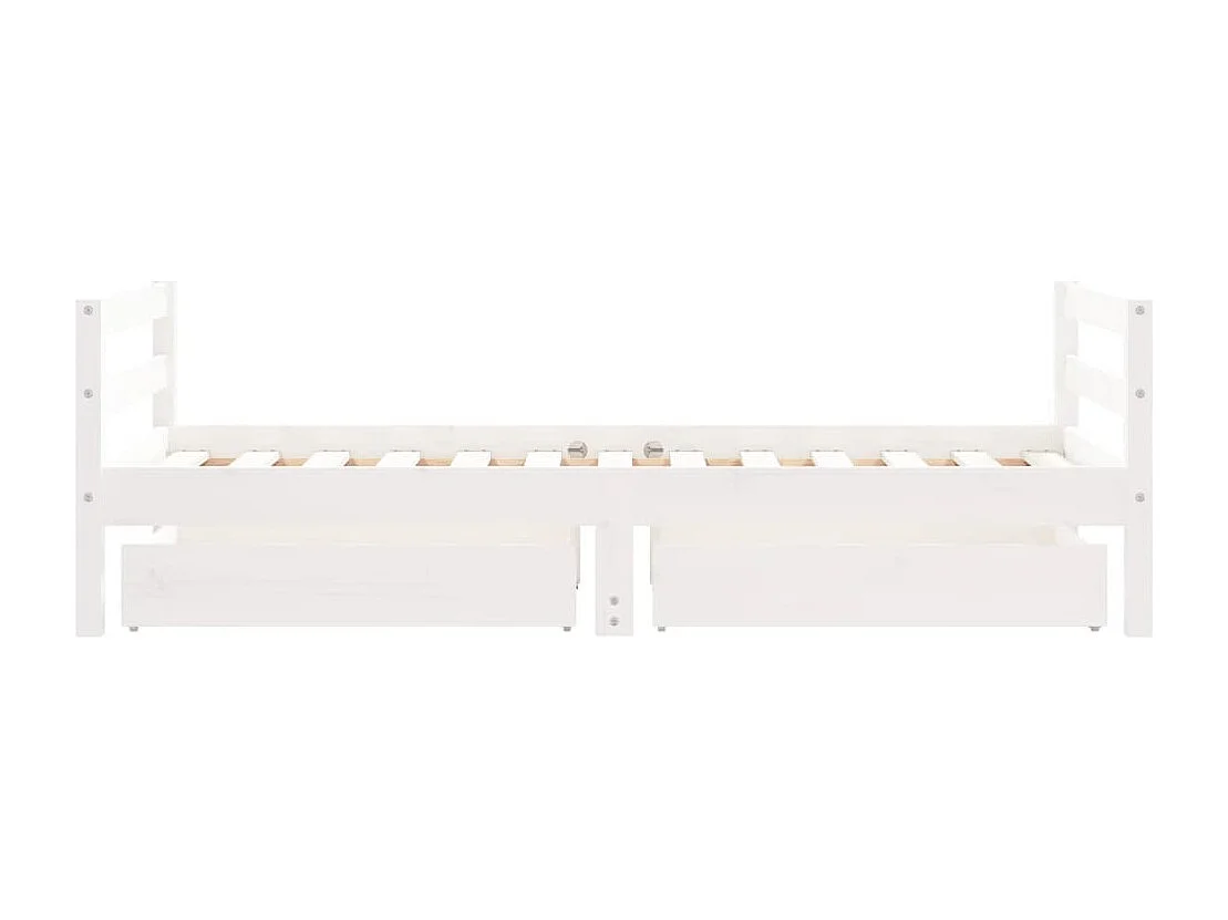 Cadre de lit pour enfant tiroirs blanc 80x160 bois pin massif