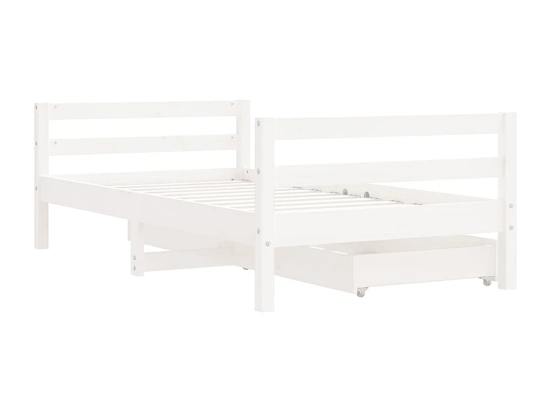 Cadre de lit pour enfant tiroirs blanc 80x160 bois pin massif