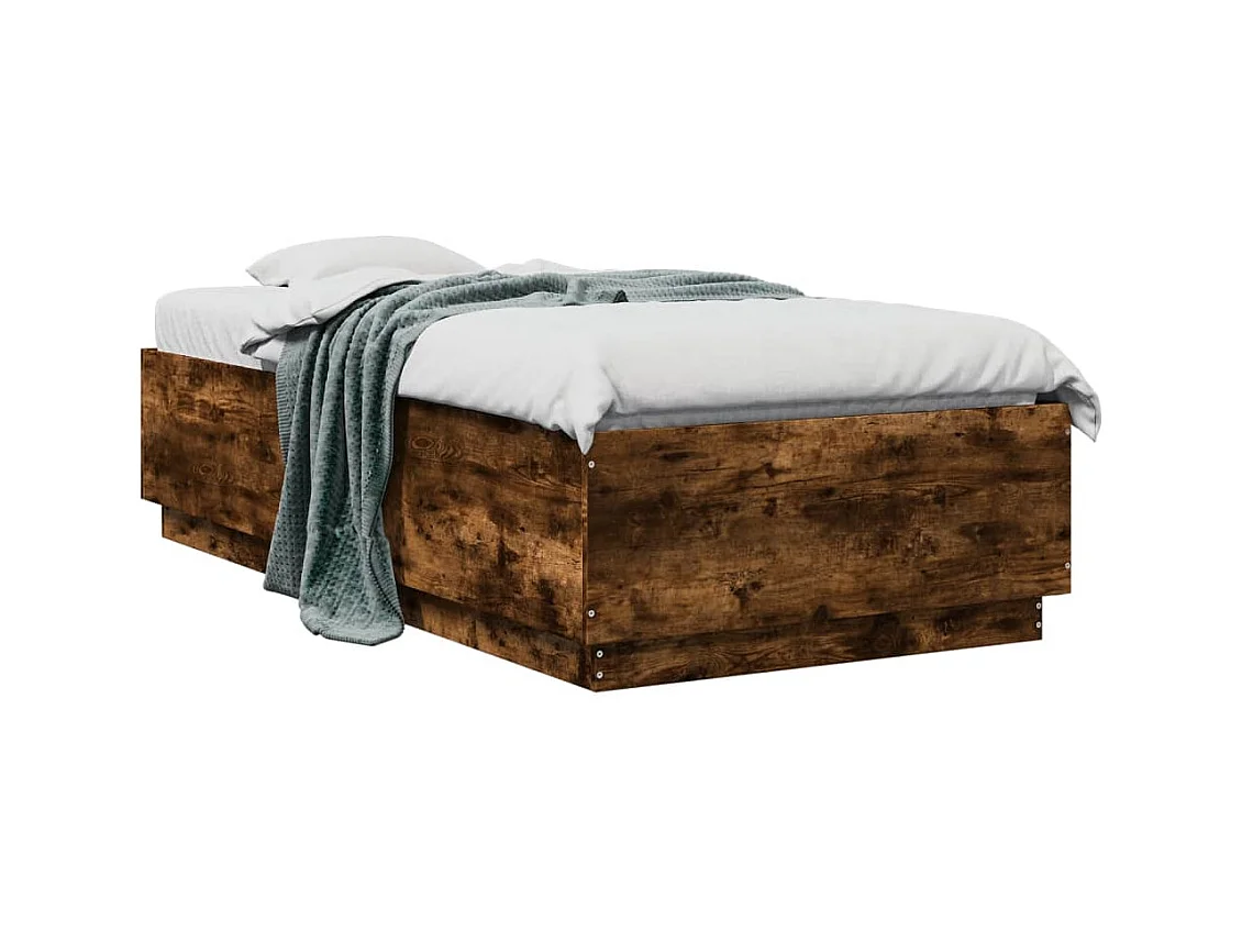 Cadre de lit chêne fumé 75x190 bois d'ingénierie