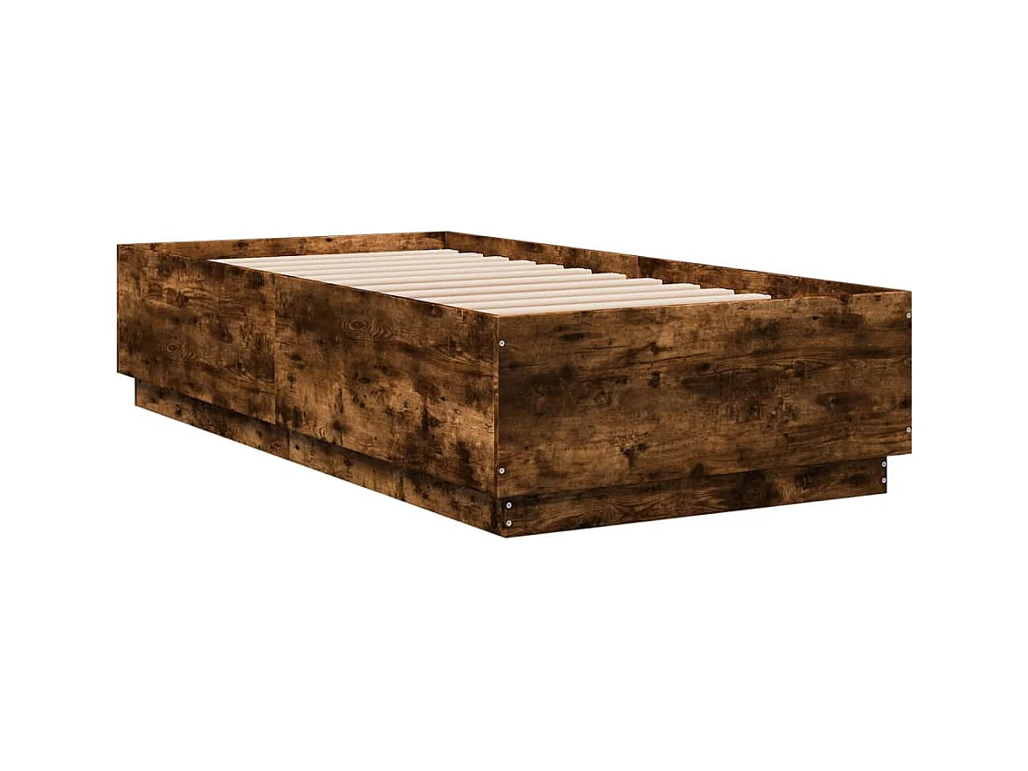 Cadre de lit chêne fumé 75x190 bois d'ingénierie