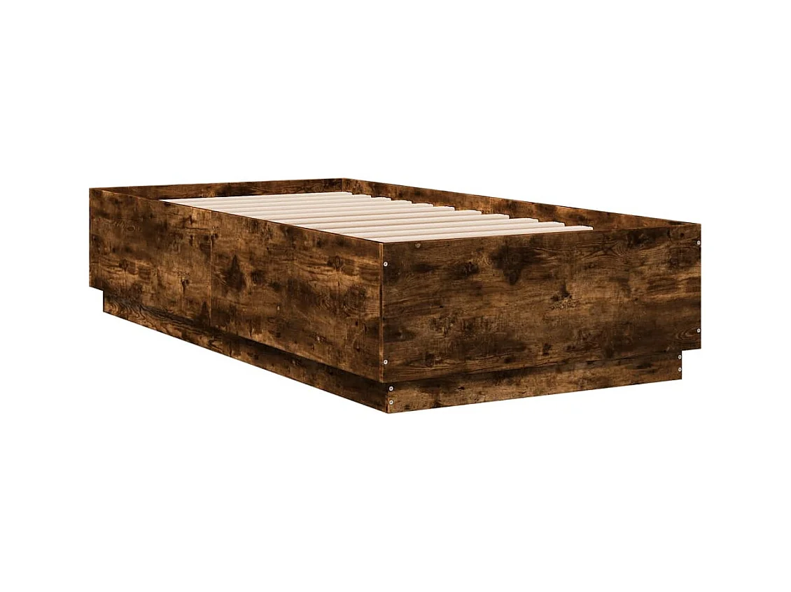 Cadre de lit chêne fumé 75x190 bois d'ingénierie