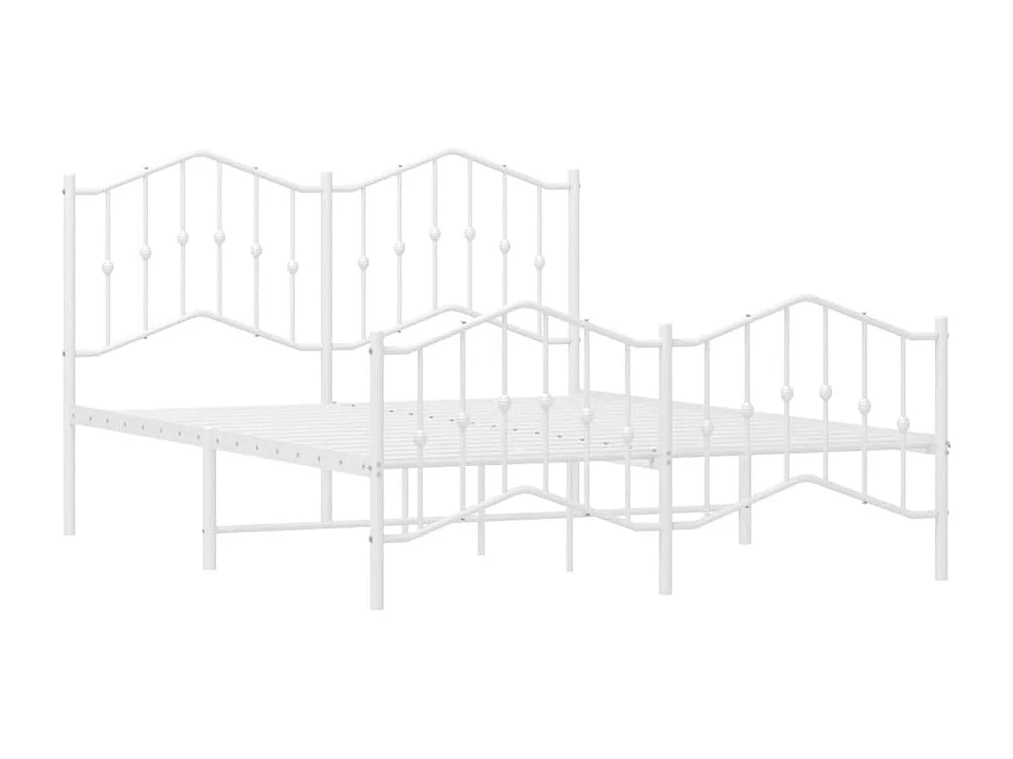 Cadre de lit métal avec tête de lit-pied de lit blanc 135x190