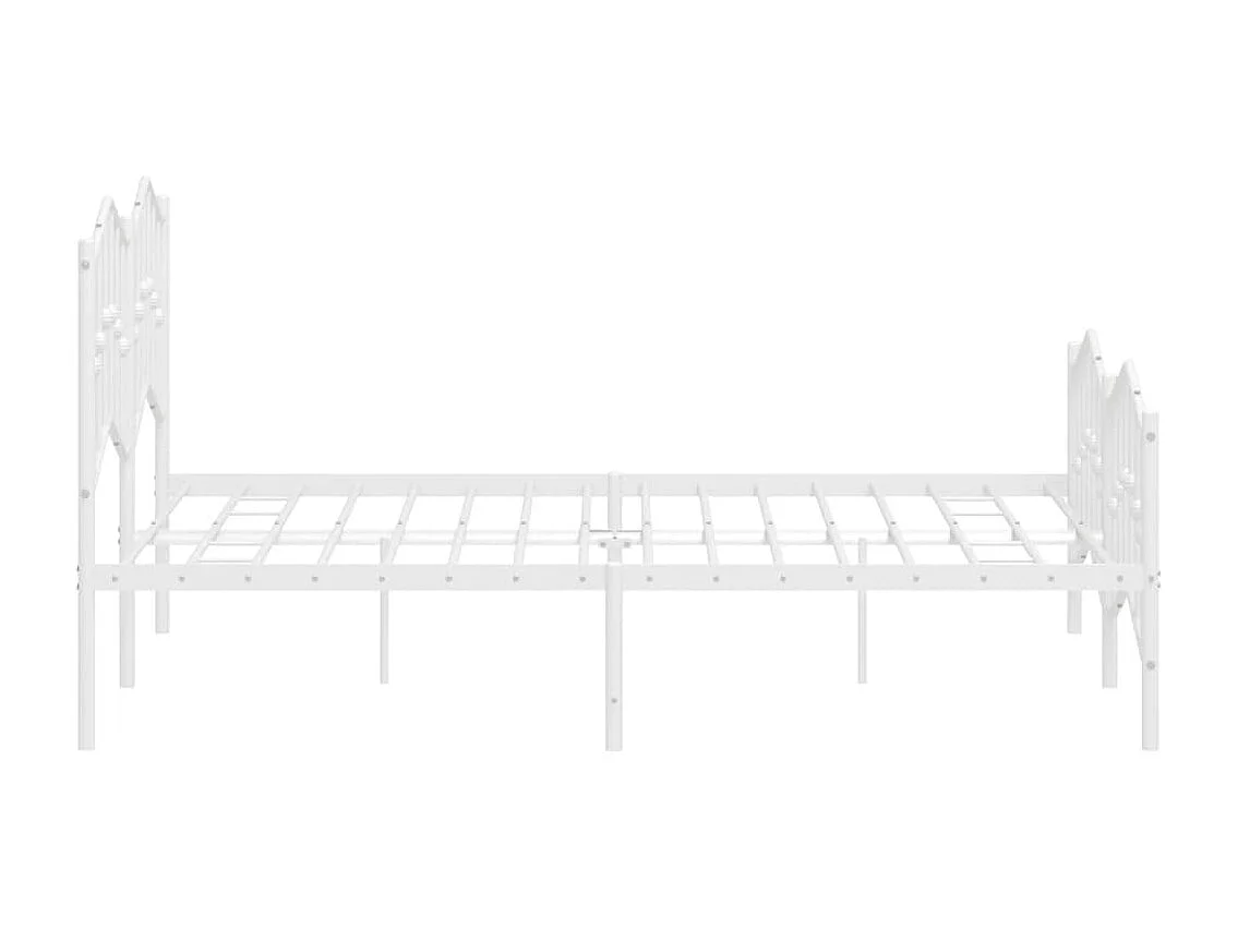 Cadre de lit métal avec tête de lit-pied de lit blanc 135x190