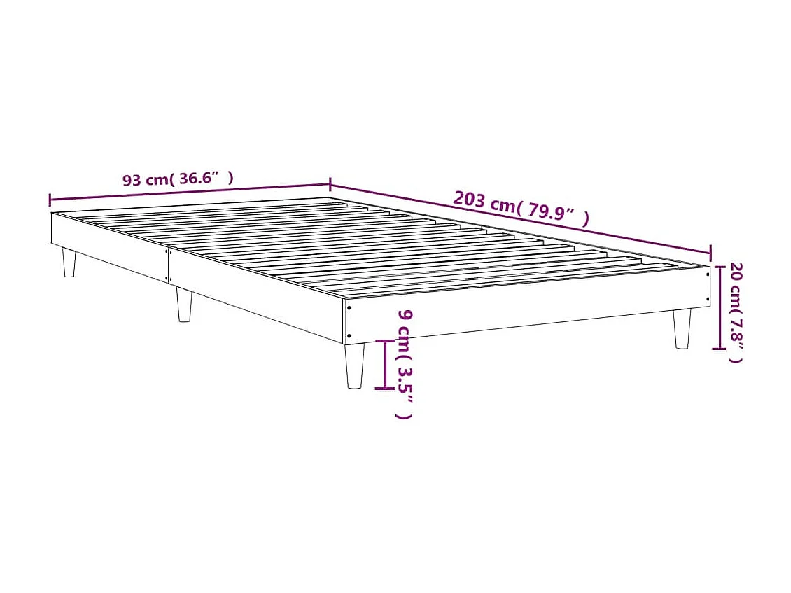 Cadre de lit chêne fumé 90x200 bois d'ingénierie