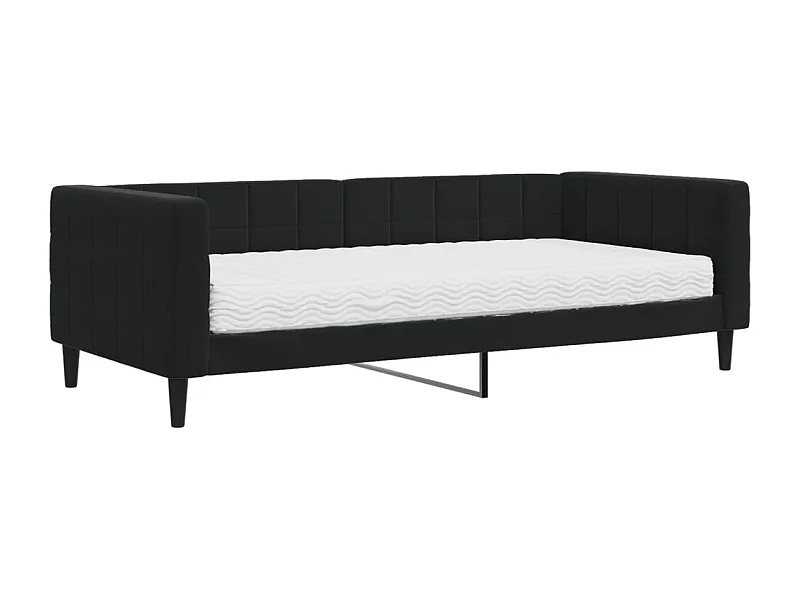 Lit de jour avec matelas noir 90x200 velours