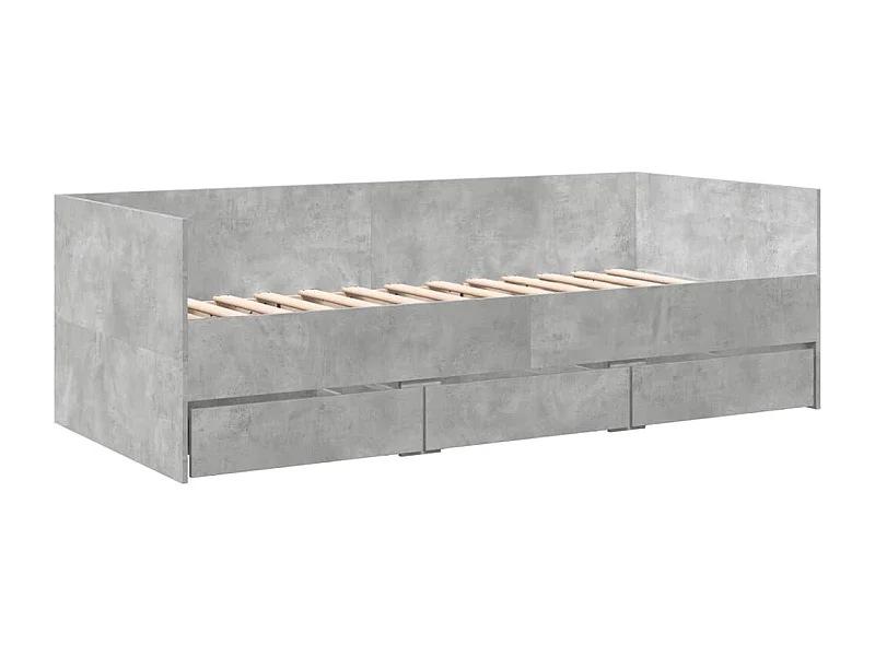 Lit de jour et tiroirs gris béton 90x200 bois d'ingénierie