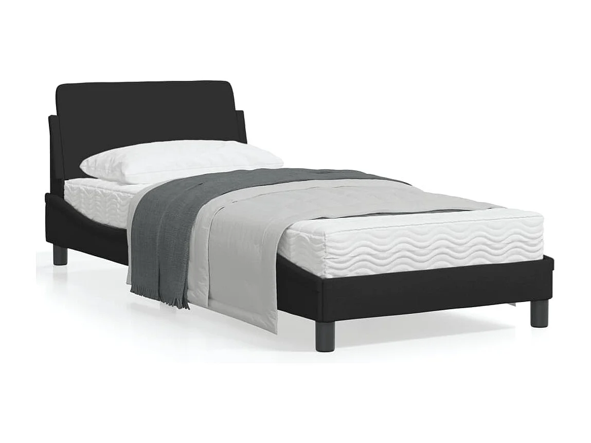 Cadre de lit avec tête de lit Noir 90x200 Tissu