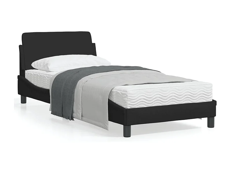 Cadre de lit avec tête de lit Noir 90x200 Tissu