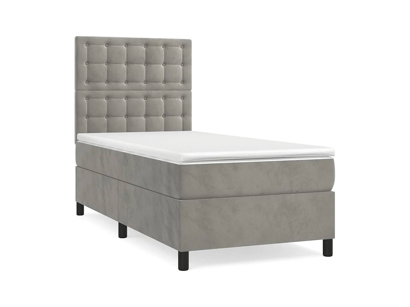 Lit à sommier tapissier et matelas Gris clair 80x200 Velours 2