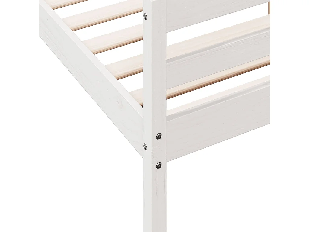 Cadre de lit avec tête de lit blanc 120x200 bois pin massif