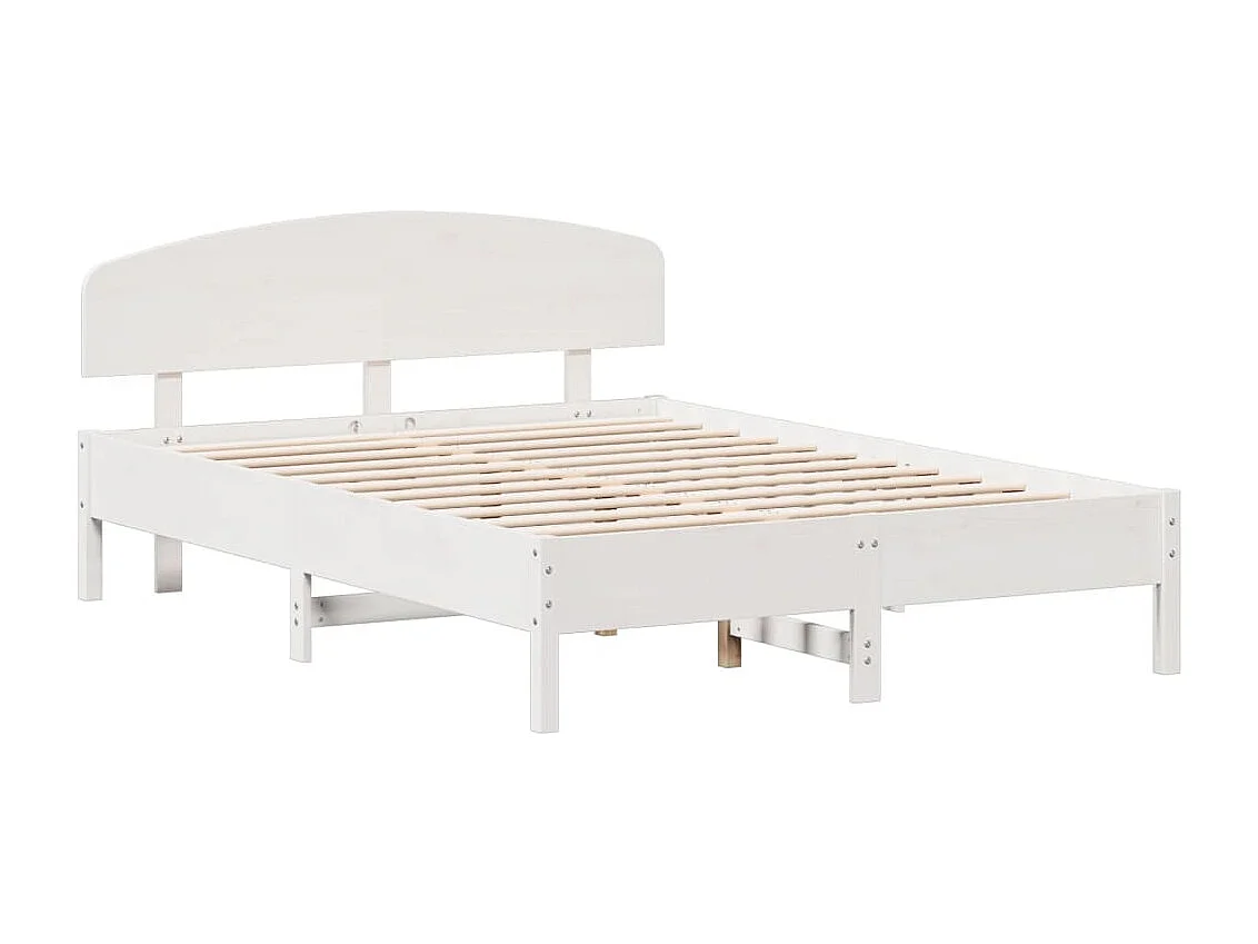 Cadre de lit avec tête de lit blanc 150x200 bois pin massif