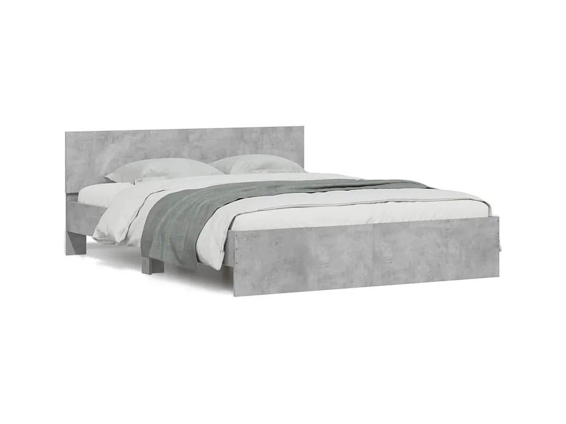 Cadre de lit avec tête de lit gris béton 140x190