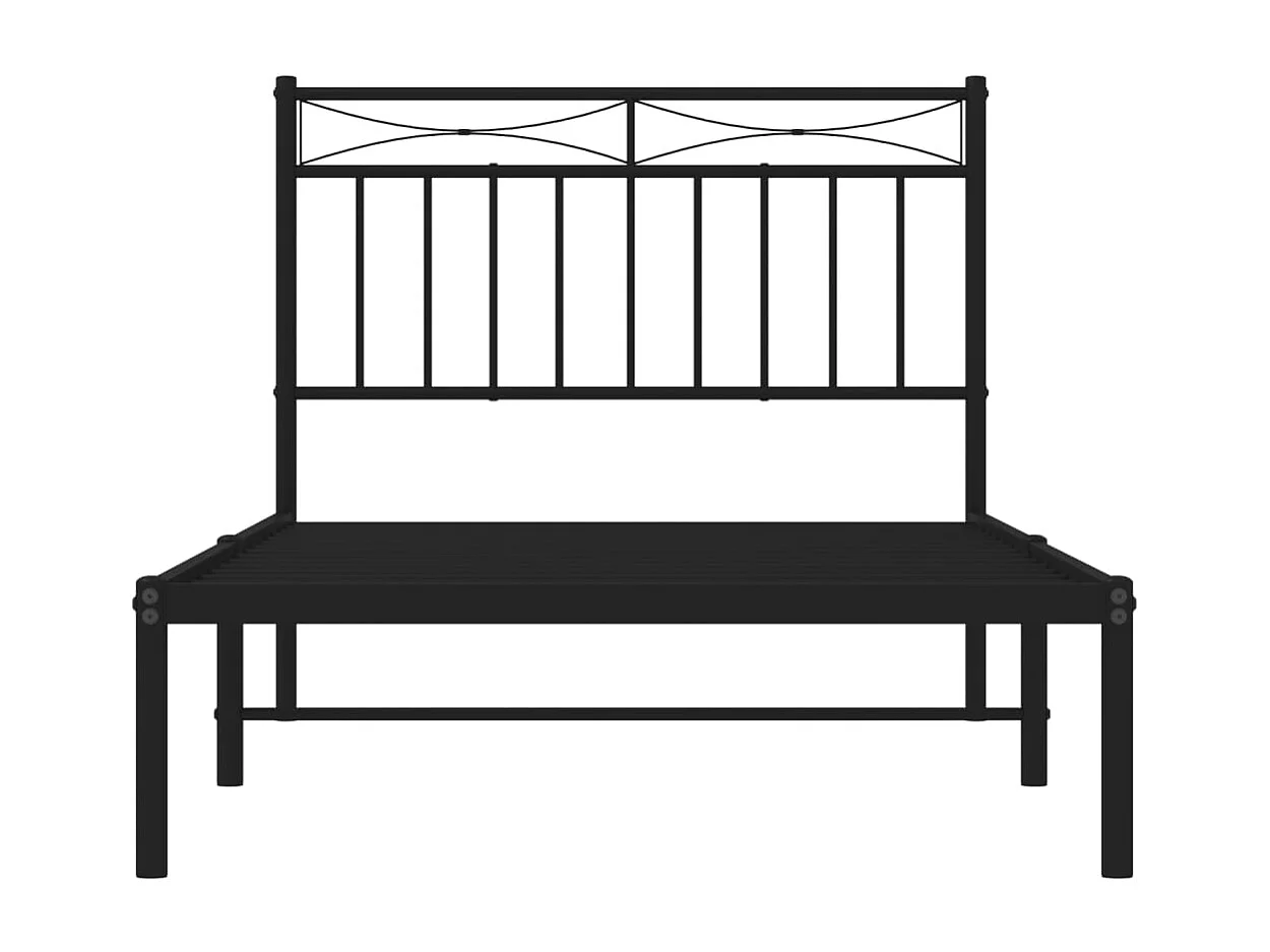 Cadre de lit métal avec tête de lit noir 100x190
