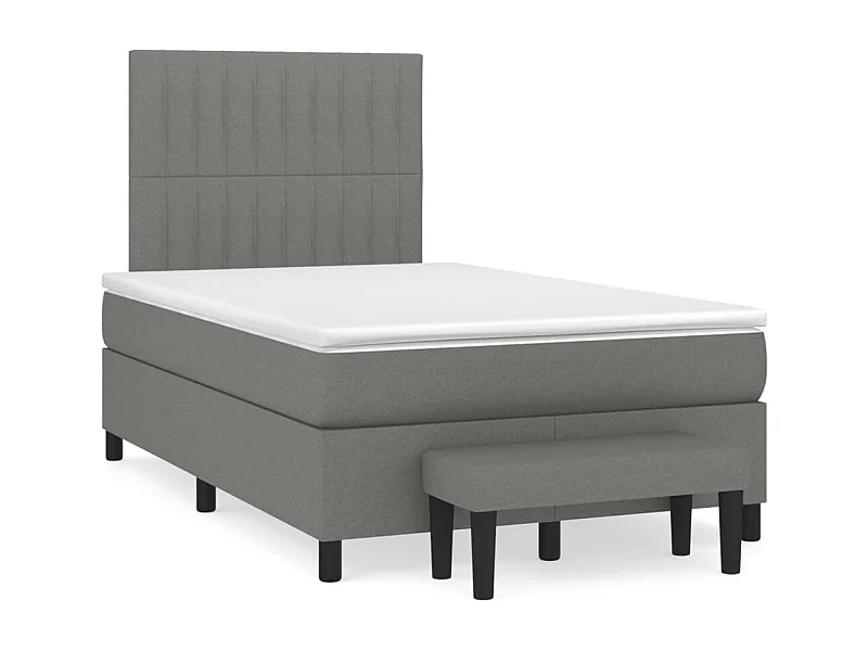 Sommier à lattes de lit avec matelas gris foncé 120x190 tissu