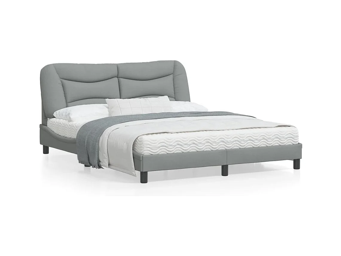 Cadre de lit avec lumières LED gris clair 160x200 tissu