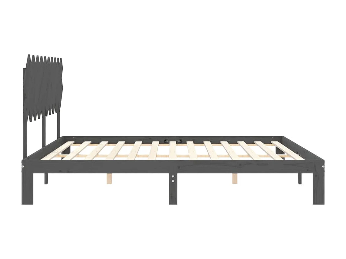 Cadre de lit avec tête de lit gris 200x200 bois massif