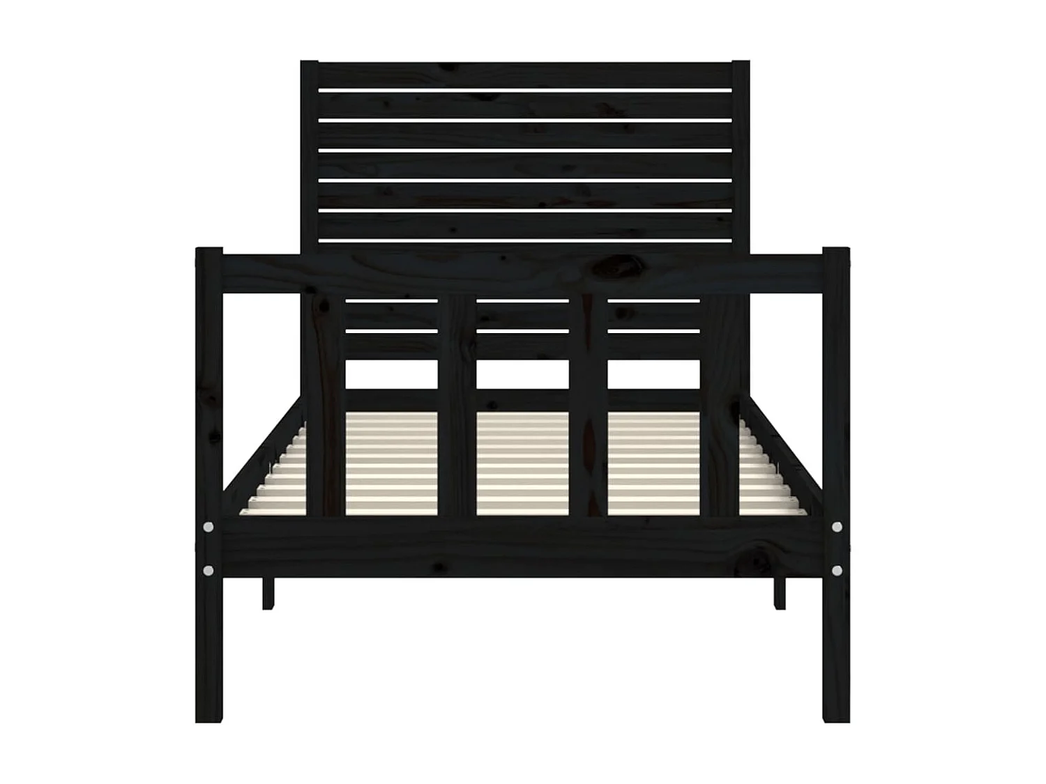 Cadre de lit avec tête de lit noir petit simple bois massif