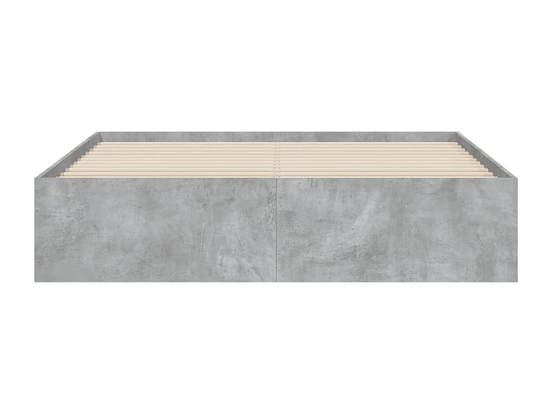 Cadre de lit et tiroirs gris béton 140x190 bois d'ingénierie