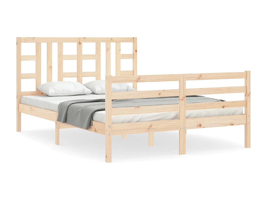 Bedframe met hoofdbord massief hout 140x190 cm