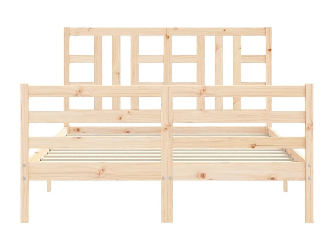 Bedframe met hoofdbord massief hout 140x190 cm