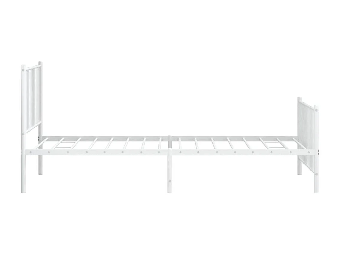 Cadre de lit métal avec tête de lit-pied de lit blanc 107x203