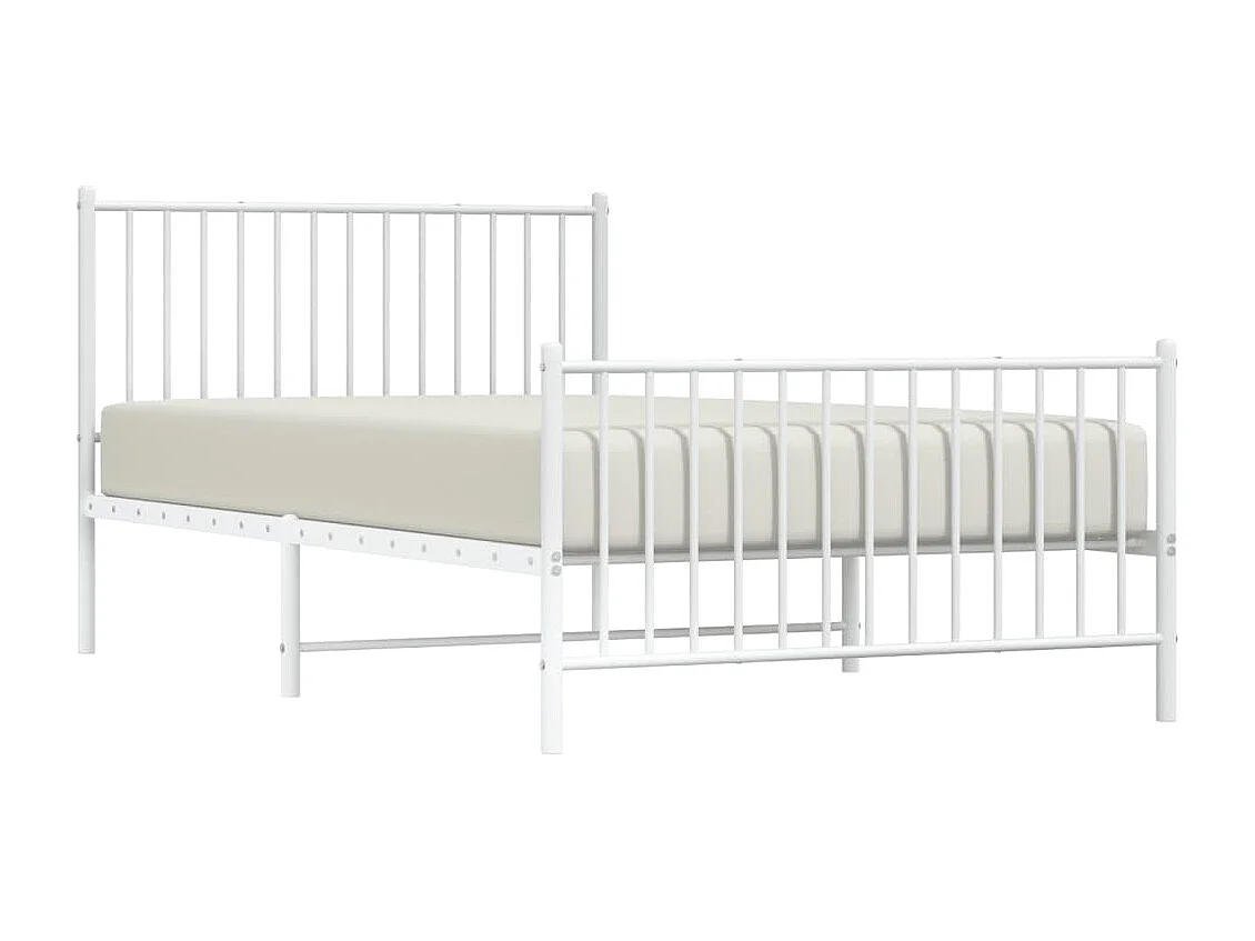 Cadre de lit métal avec tête de lit-pied de lit blanc 107x203