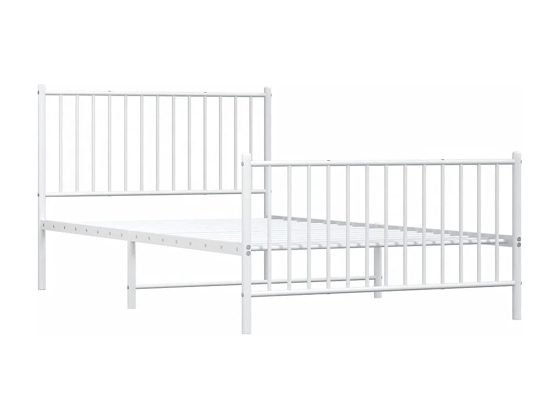 Cadre de lit métal avec tête de lit-pied de lit blanc 107x203