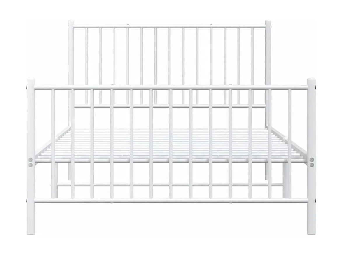 Cadre de lit métal avec tête de lit-pied de lit blanc 107x203