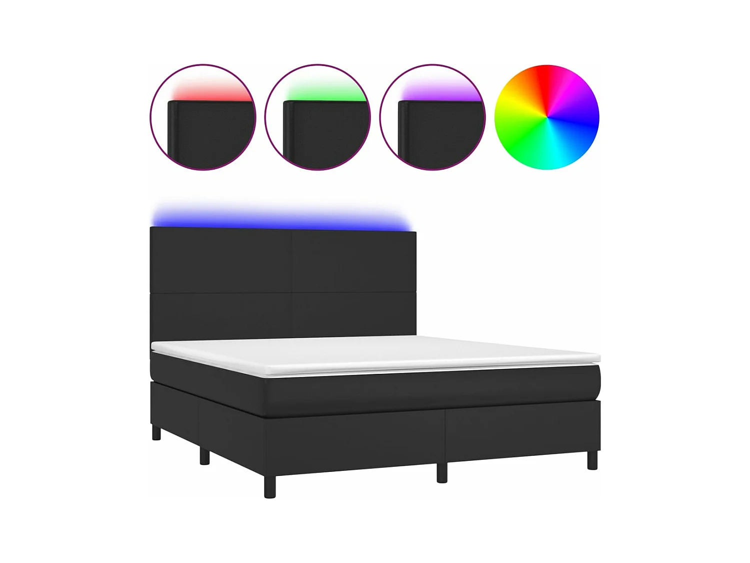 Sommier à lattes de lit avec matelas et LED Noir 180x200