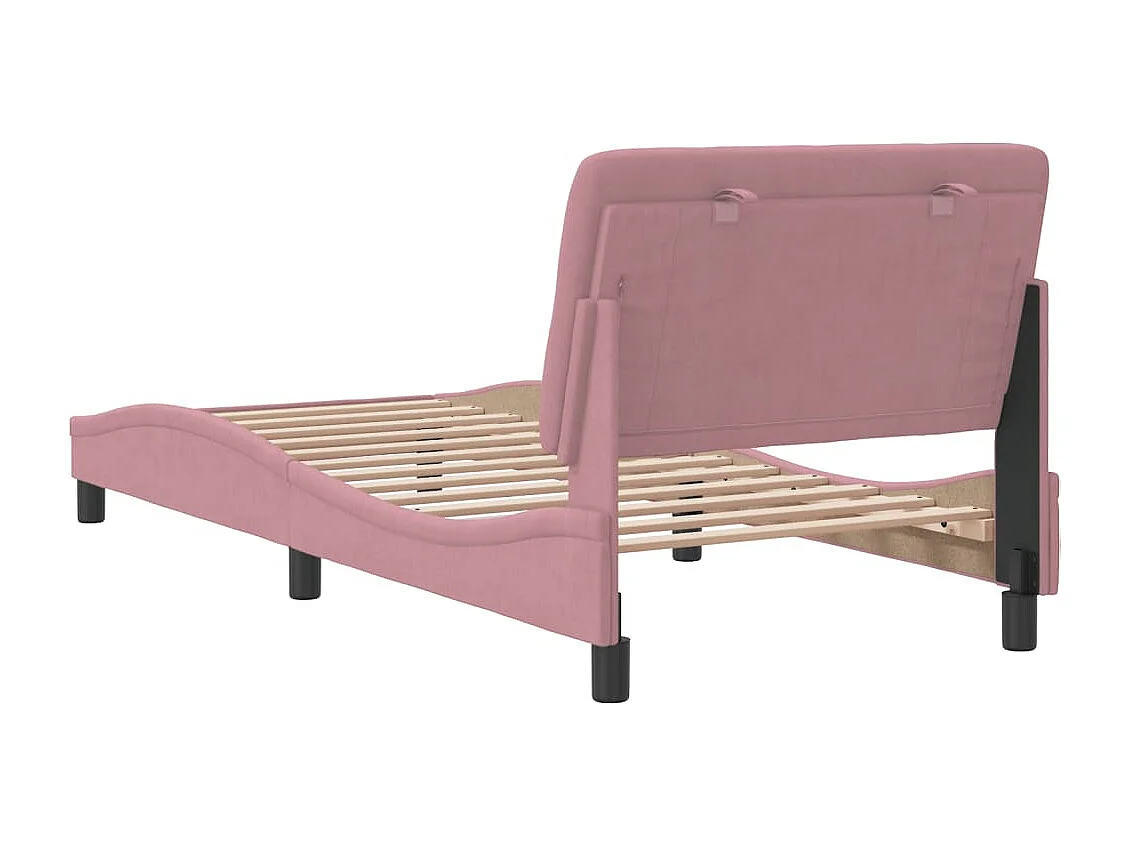 Cadre de lit avec tête de lit Rose 90x200 Velours