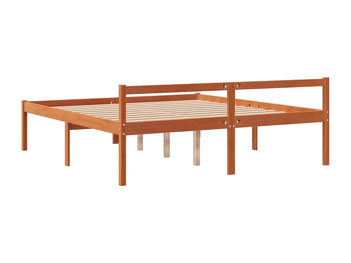 Lit pour personne âgée marron 160x200 bois de pin massif