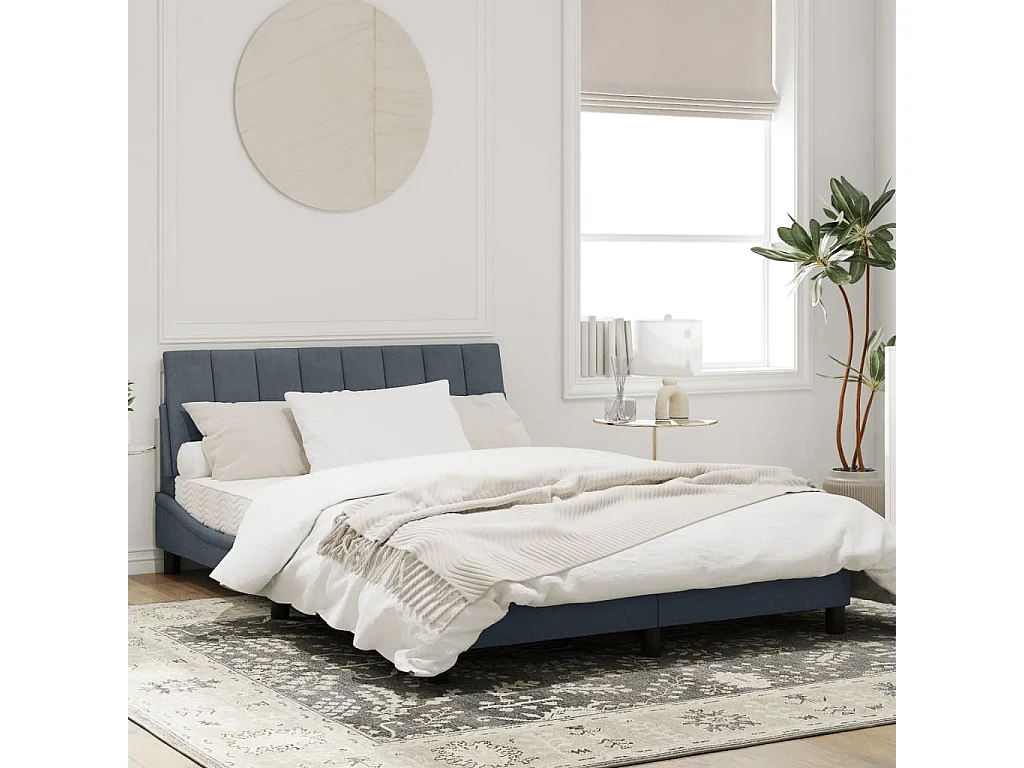 Cadre de lit avec lumières LED gris foncé 140x190 velours