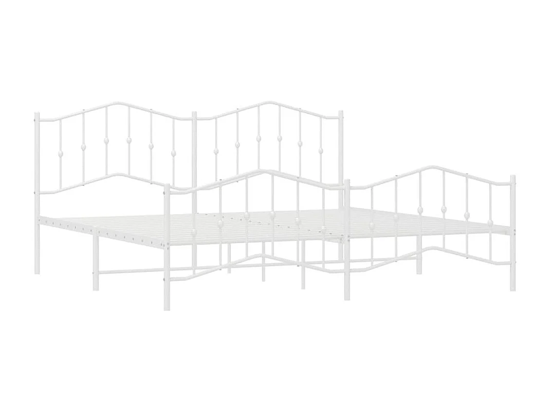 Cadre de lit métal avec tête de lit-pied de lit blanc 200x200