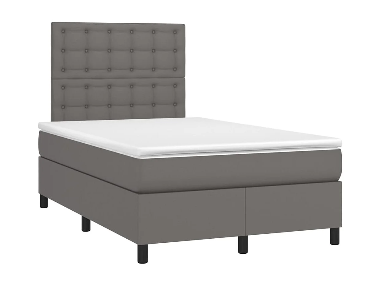 Sommier à lattes de lit avec matelas gris 120x190 similicuir