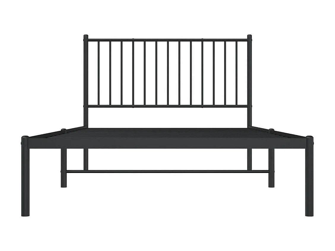 Cadre de lit métal avec tête de lit noir 107x203
