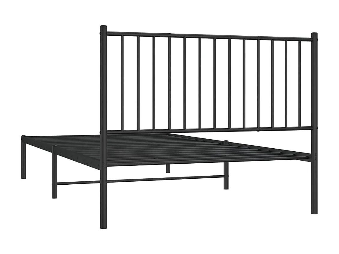 Cadre de lit métal avec tête de lit noir 107x203