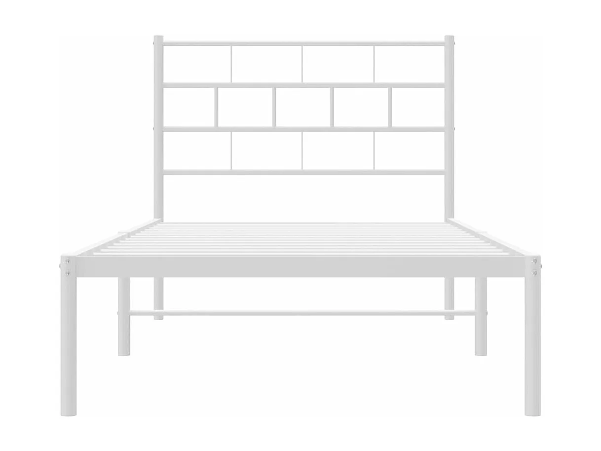 Cadre de lit métal avec tête de lit blanc 90x190