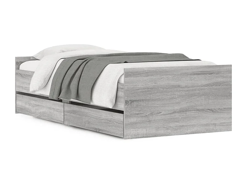 Cadre de lit avec tiroirs sonoma gris 75x190