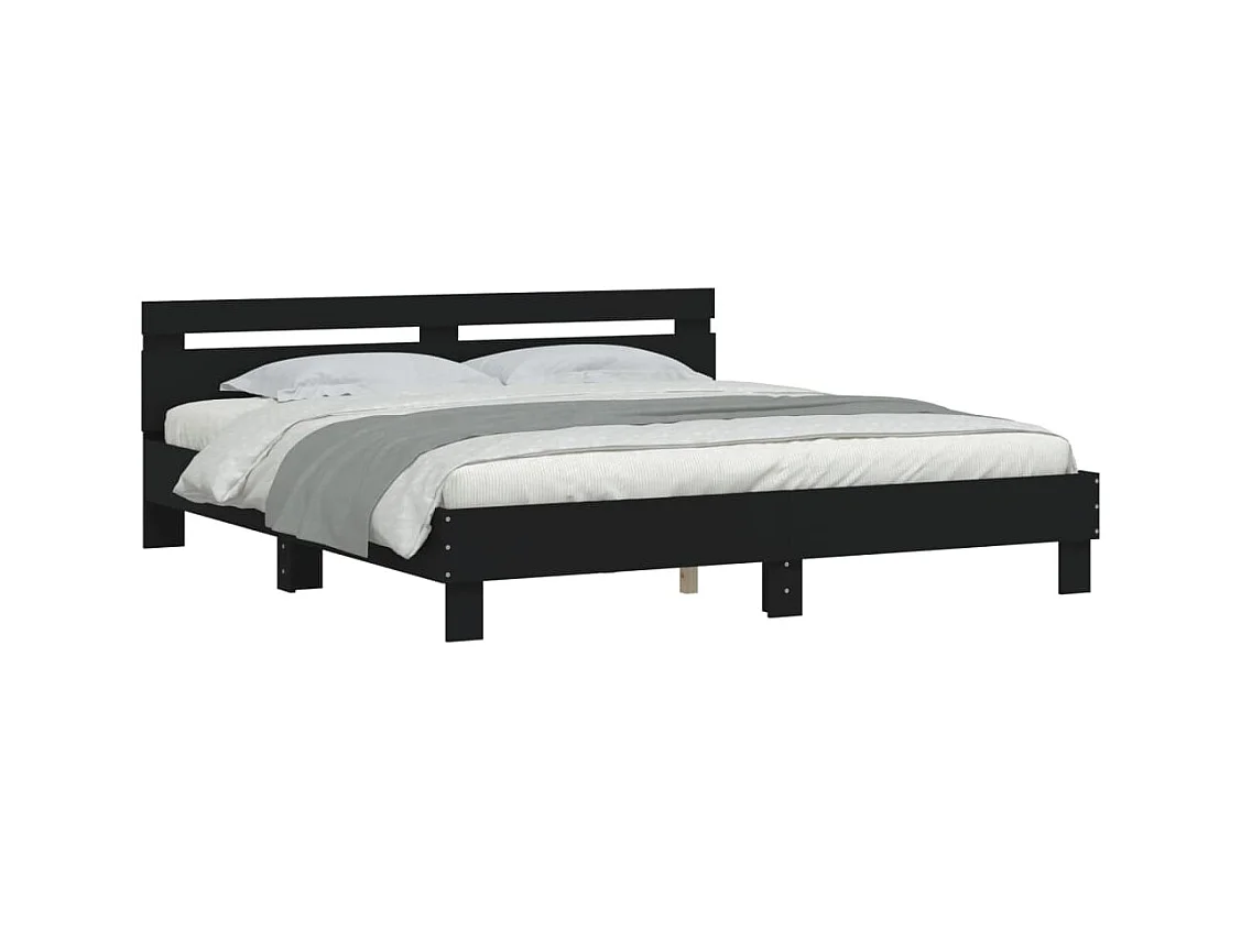 vidaXL Estructura cama con cabecero madera ingeniería negro 200x200 cm