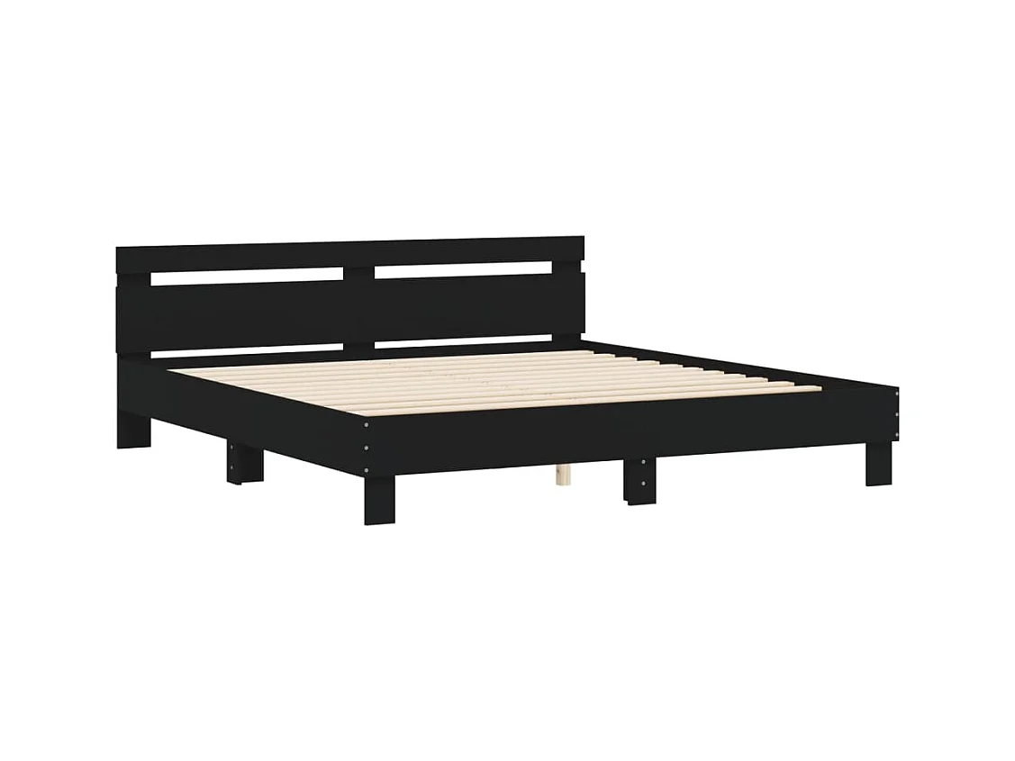 vidaXL Estructura cama con cabecero madera ingeniería negro 200x200 cm