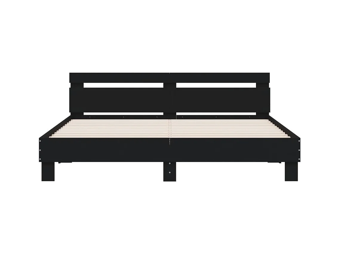 vidaXL Estructura cama con cabecero madera ingeniería negro 200x200 cm