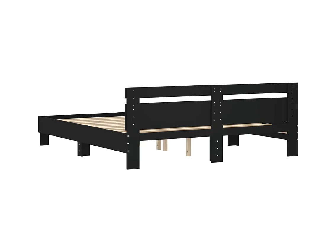 vidaXL Estructura cama con cabecero madera ingeniería negro 200x200 cm