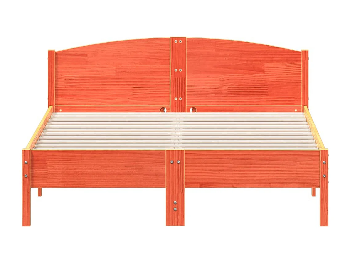 Cadre de lit et tête de lit marron 150x200 bois de pin