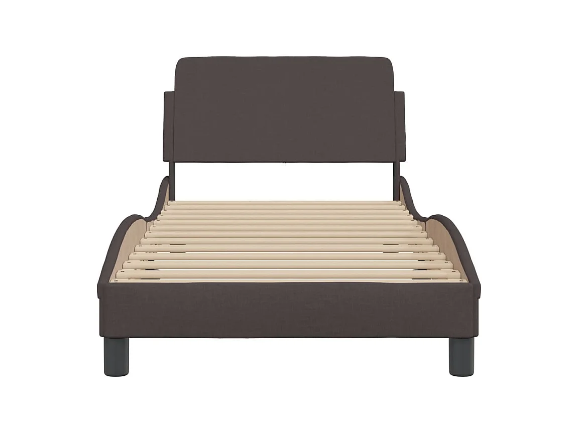 Cadre de lit avec tête de lit Marron foncé 80x200 Tissu