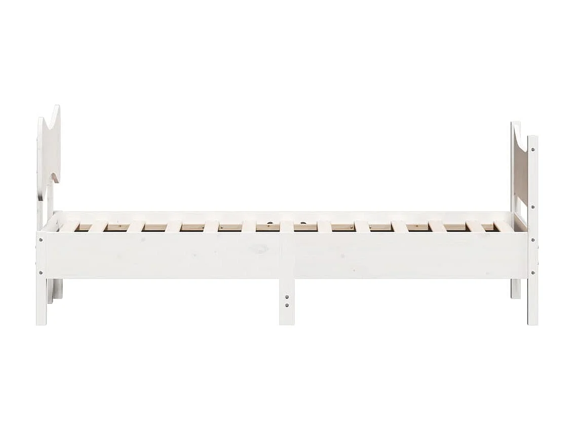 Cadre de lit avec tête de lit blanc 75x190 bois de pin massif